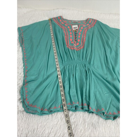 Raviya Swimsuit Coverup Size M Green Teal Women's Embroidered Trim Tunic Beach - Picture 10 of 16